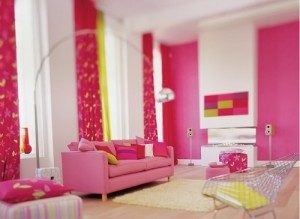 Red Pink Living Room Design