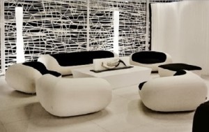 White black interior of living Room Designs