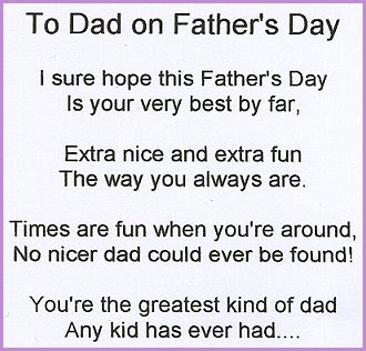 Cute and Short Fathers Day Poems