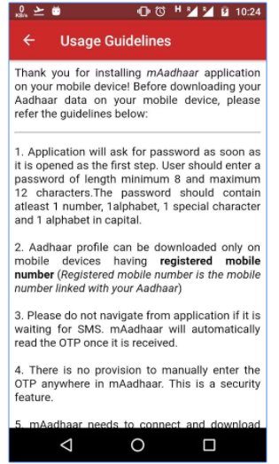 maadhaar apk usage guidelines