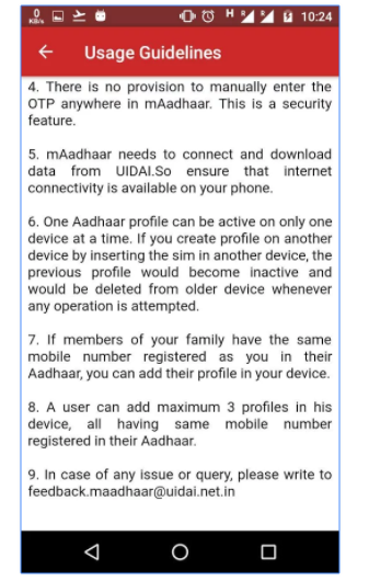 maadhaar app usage guidelines